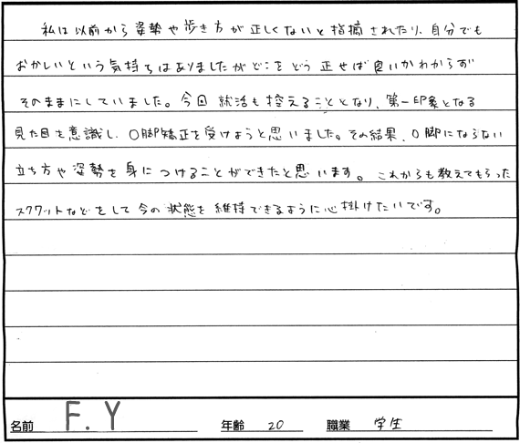 Ｏ脚矯正感想